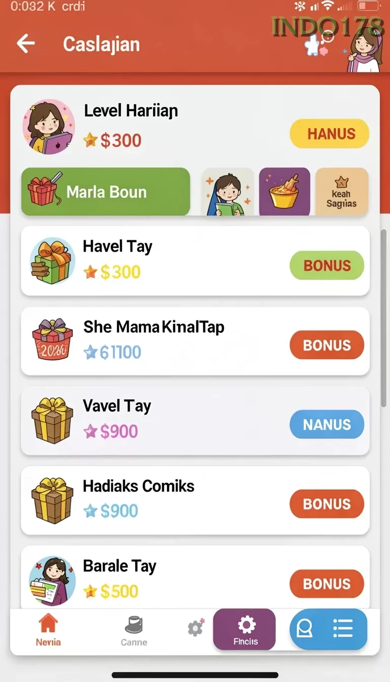 Cuplikan layar RAJACLUB — menu navigasi