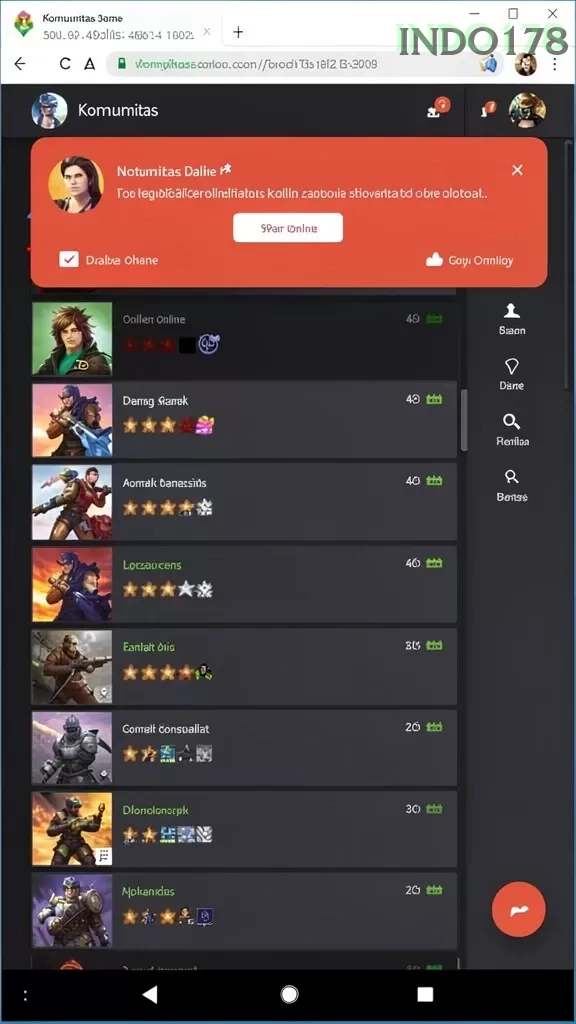 Cuplikan layar 8II — aktivitas